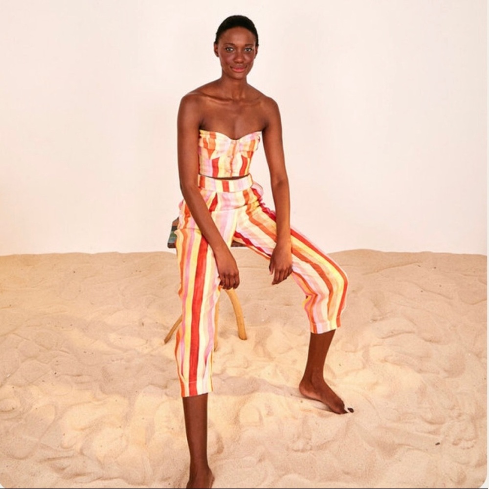NWT Anthro’s FARM Rio Sunny Striped Linen Pants size medium